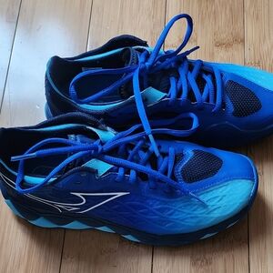 Blue Athletic Mizuno Wave women's shoes.